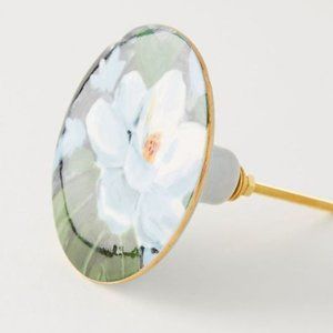 Set of 4 Anthropologie Anais Floral Hand Painted Stoneware Knobs